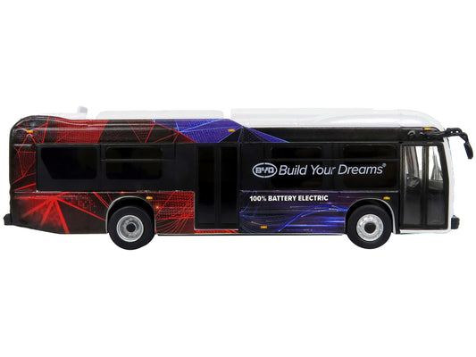 Iconic Replicas BYD K8M Electric Transit Bus "Build Your Dreams" Corporate Livery Limited Edition 1/87 (HO) Diecast Model by Iconic Replicas