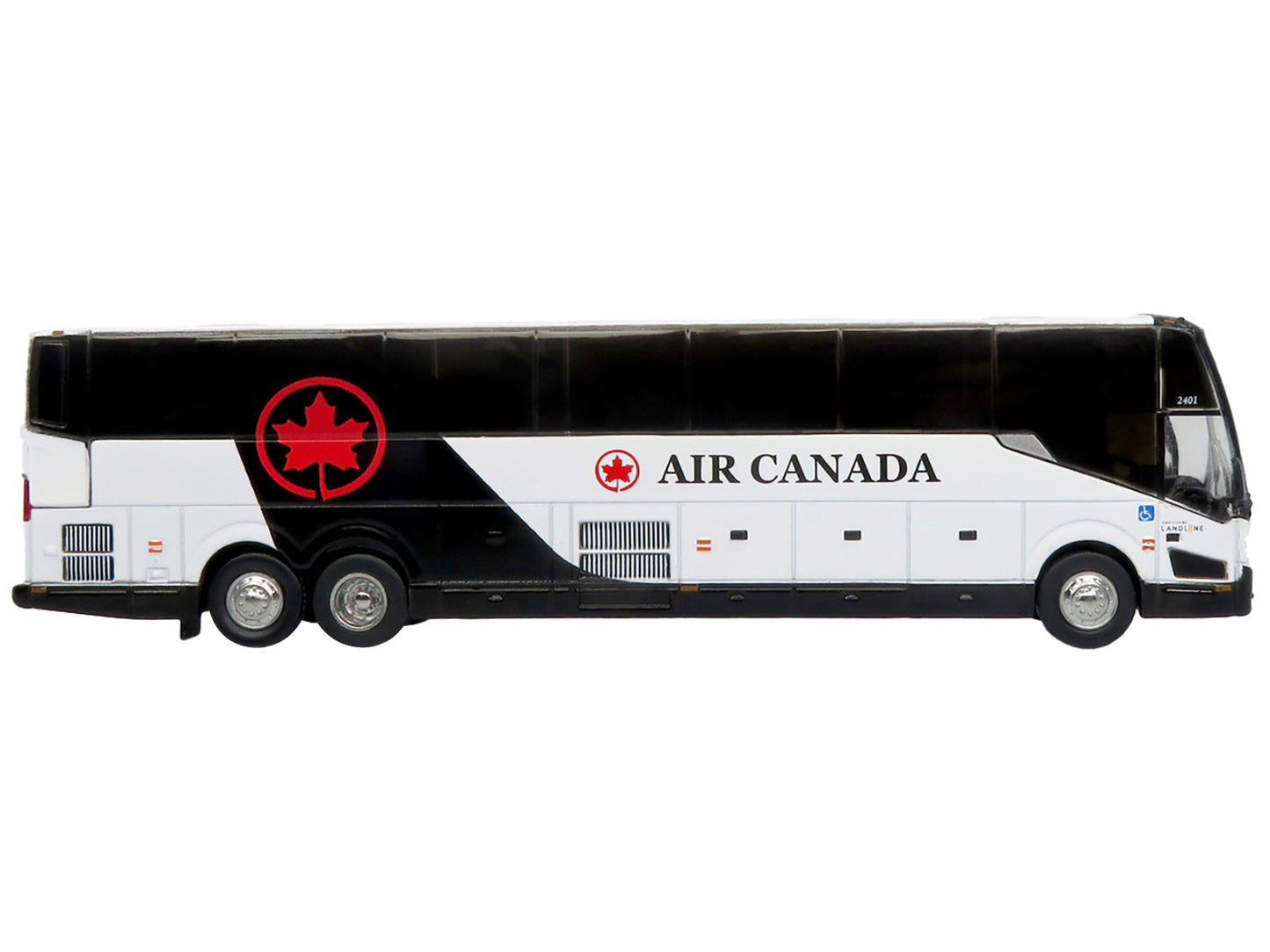 Iconic Replicas Prevost H3-45 Coach Bus "Air Canada Landline" Black and White Limited Edition 1/87 (HO) Diecast Model by Iconic Replicas