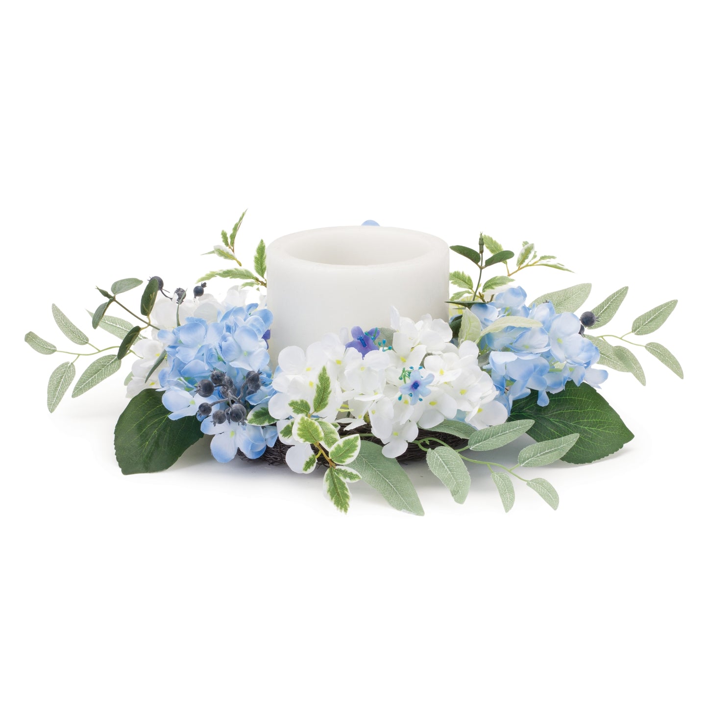 Mixed Hydrangea Floral Candle Ring 8"D