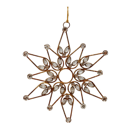 Bronze Jeweled  Snowflake Ornament (Set of 4)