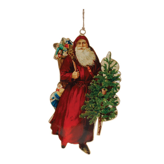 Vintage Metal Santa Ornament (Set of 6)