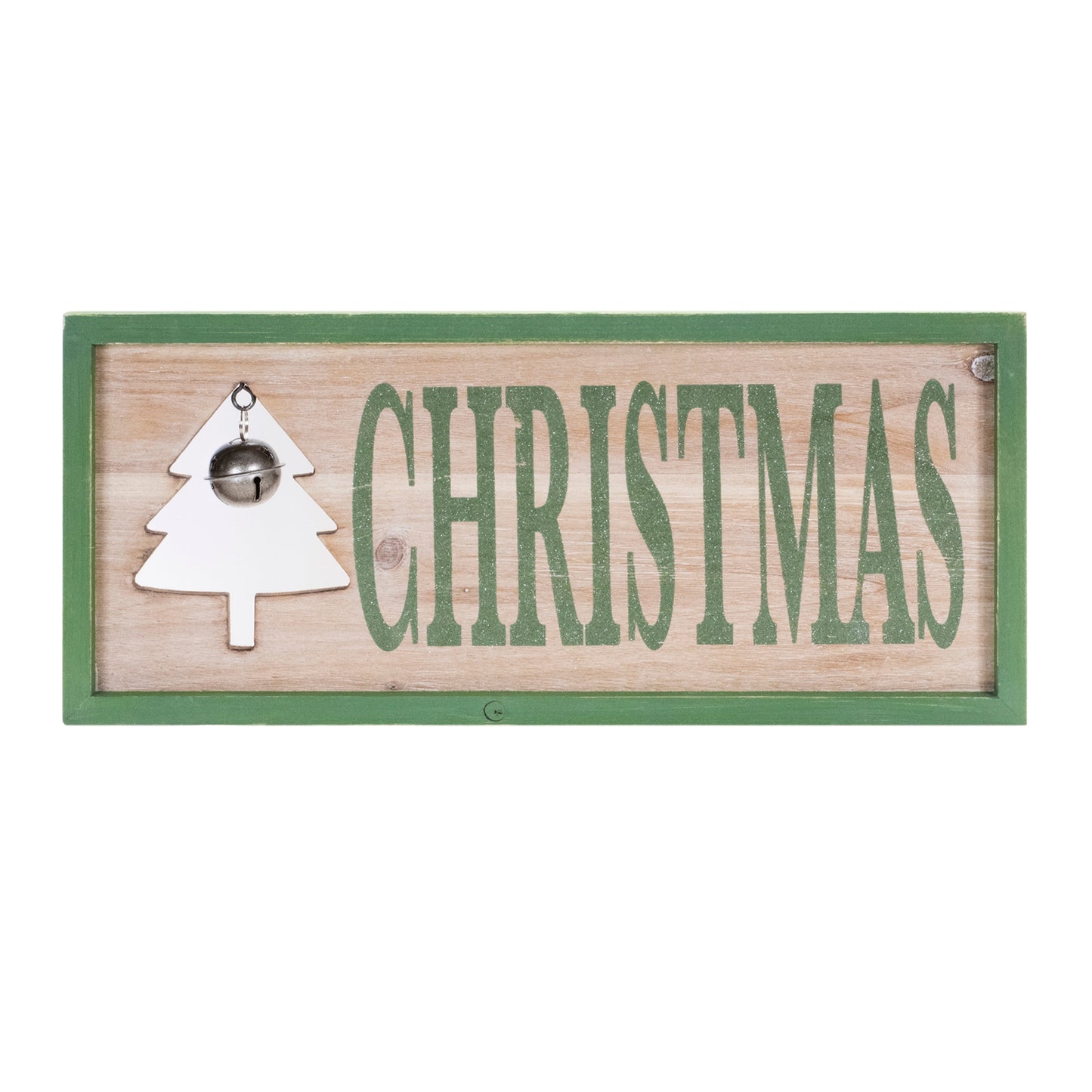 Wood Framed Christmas Bell Sign 18"L