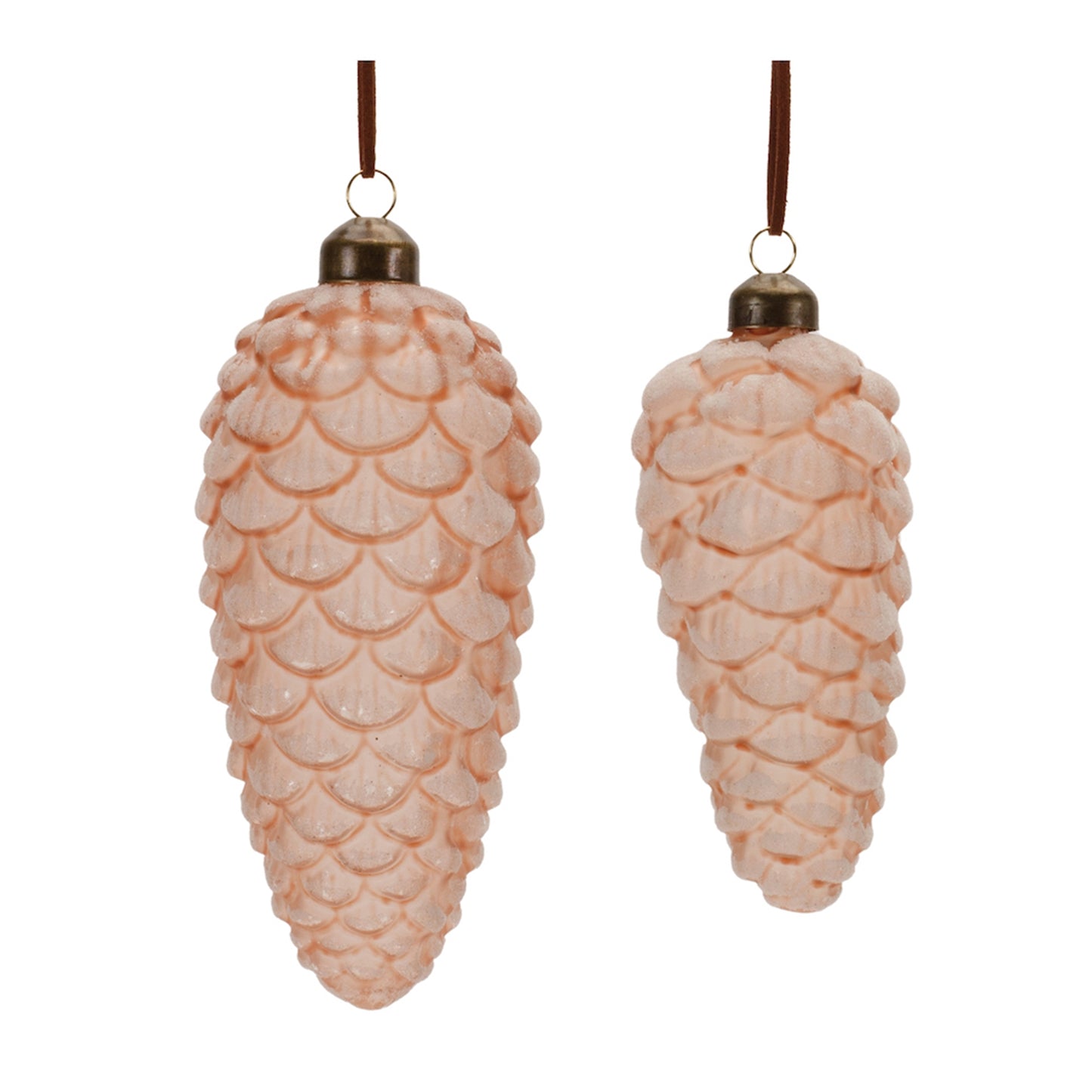 Frosted Glass Pinecone Drop Ornament (Set of 6)
