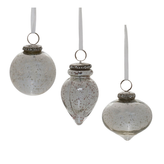Grey Mercury Glass Ornament (Set of 6)