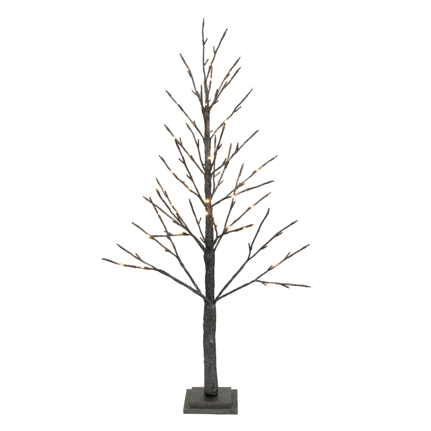 LED Black Glittered Twig Tree 48"H
