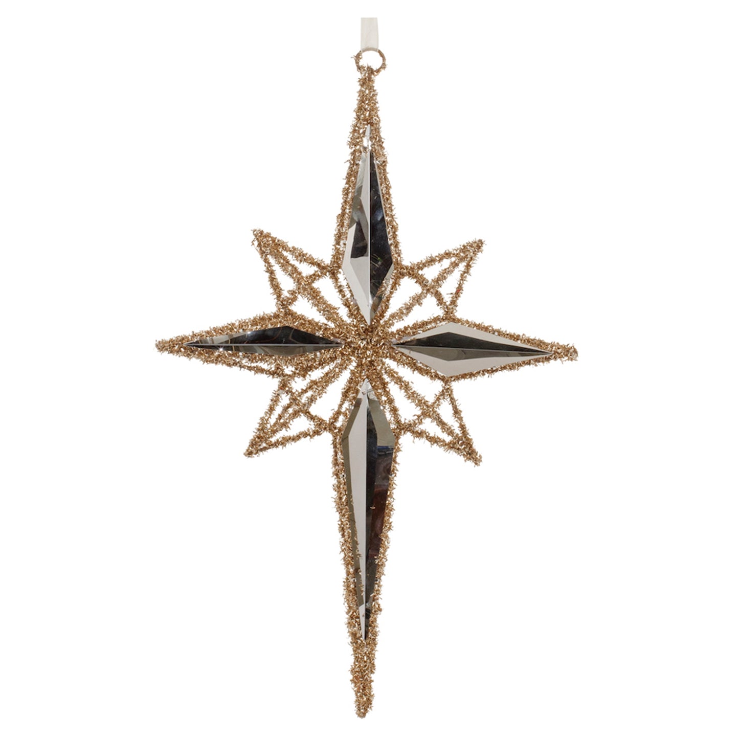 Gold Tinsel Star Ornament 19.5"H