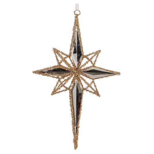 Gold Tinsel Star Ornament 19.5"H