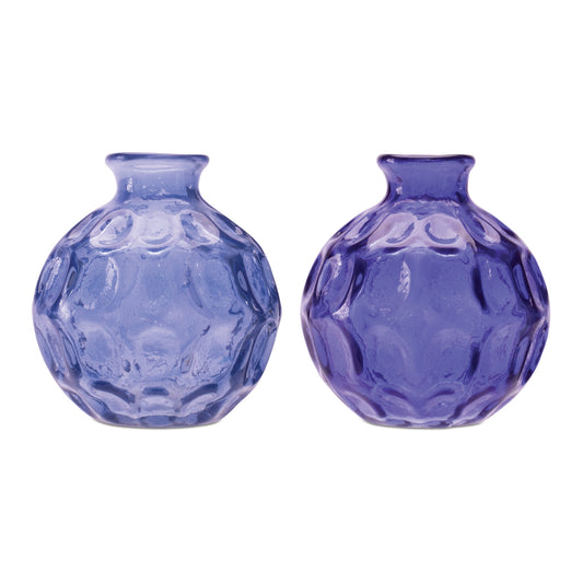 Blue Bubble Glass Bud Vase (Set of 2)