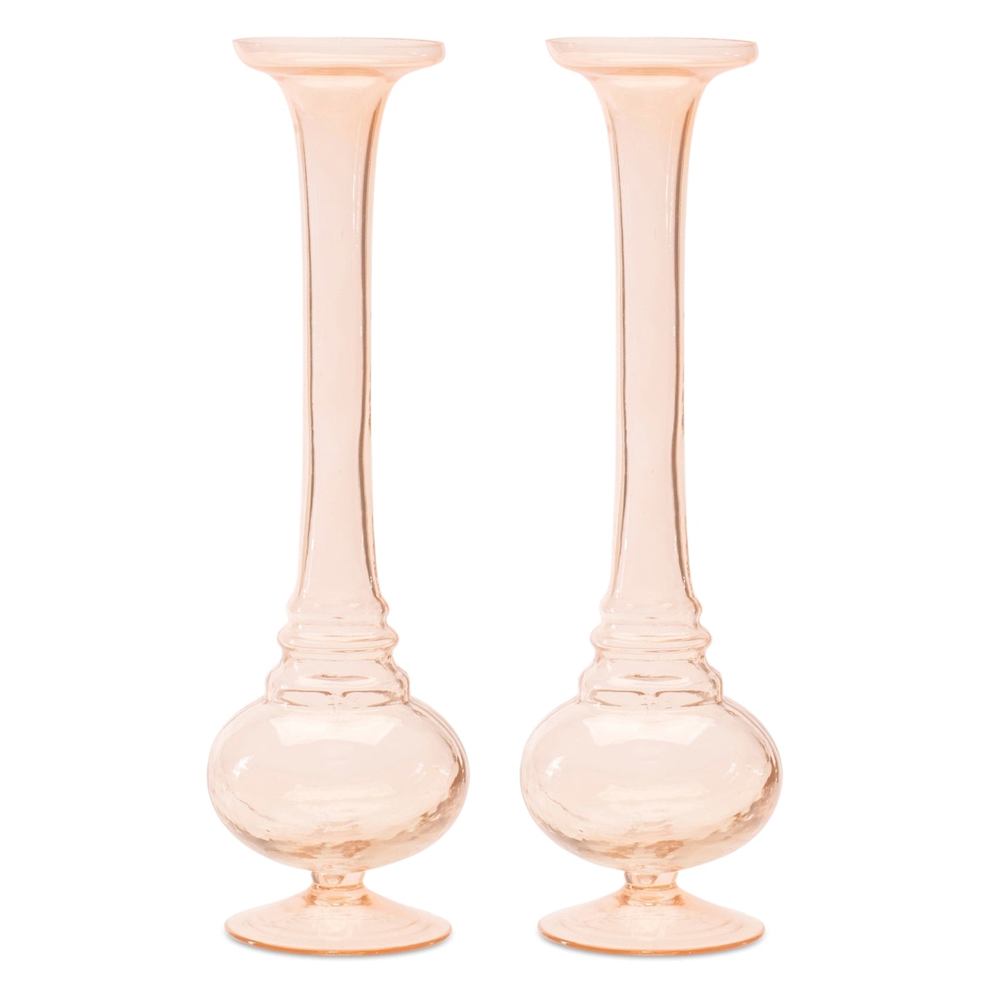 Pink Glass Stem Vase (Set of 2)