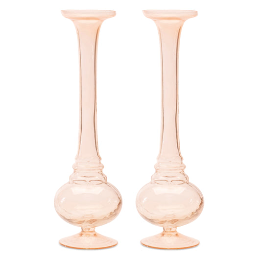 Pink Glass Stem Vase (Set of 2)