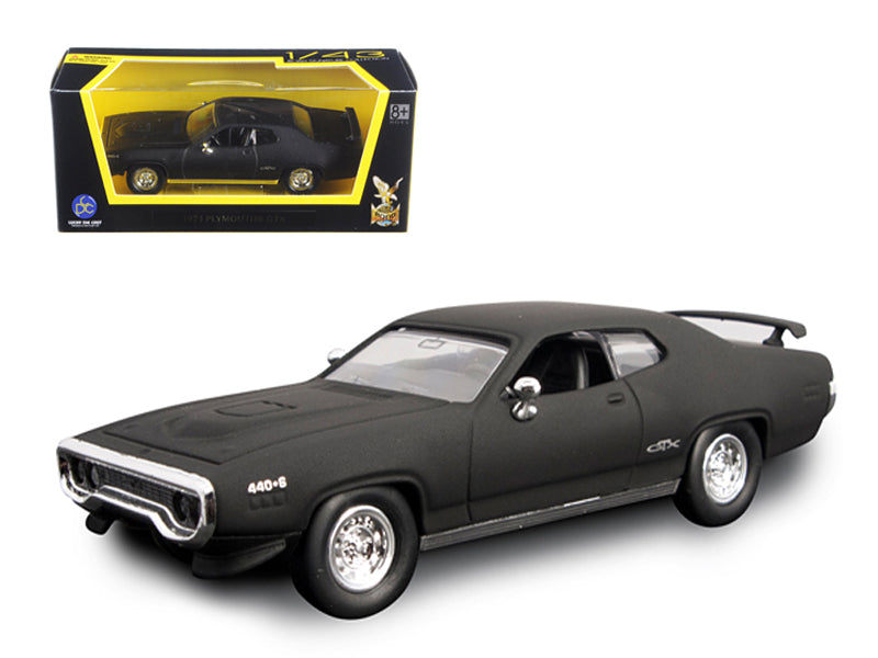 Road Signature 1971 Plymouth GTX Matt Black 1/43 Diecast Model Car by Road Signature
