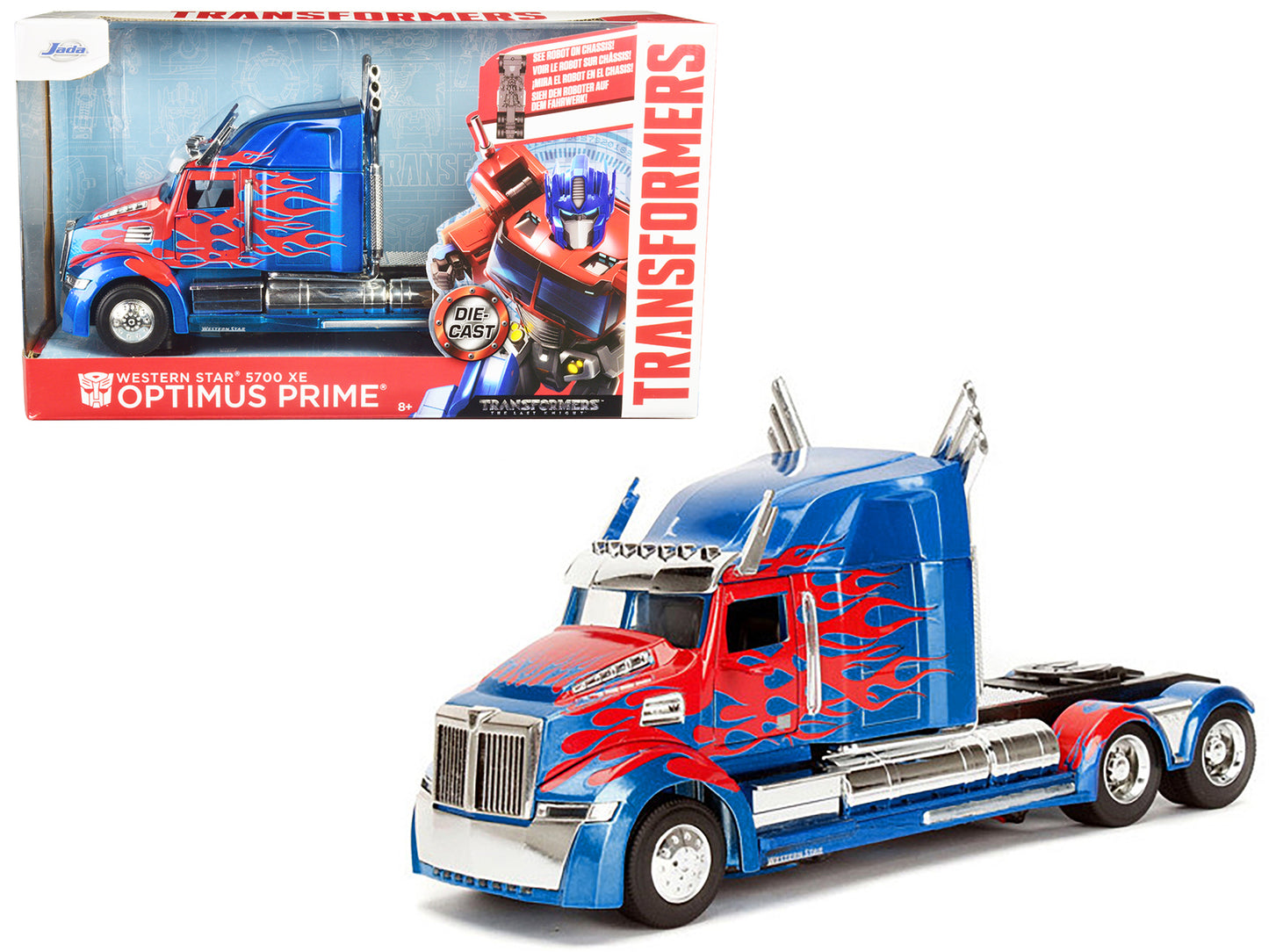 Jada Western Star 5700 XE Phantom Optimus Prime with Robot on Chassis "Transformers 5" (2017) Movie "Hollywood Rides" Series 1/24 Diecast Model by Jada
