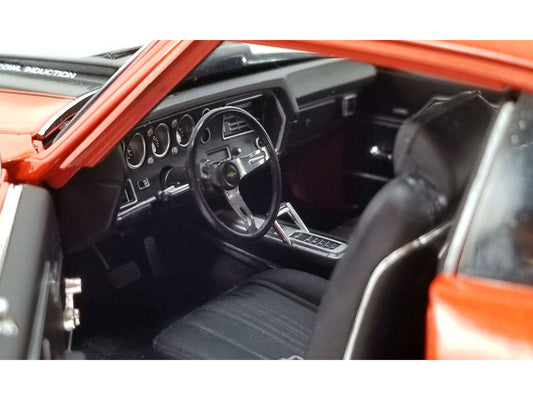 Acme 1970 Chevrolet Chevelle SS 454 LS6 "Sunkist" Orange with Black Hood Stripes Limited Edition to 300 pieces Worldwide 1/18 Diecast Model Car by ACME