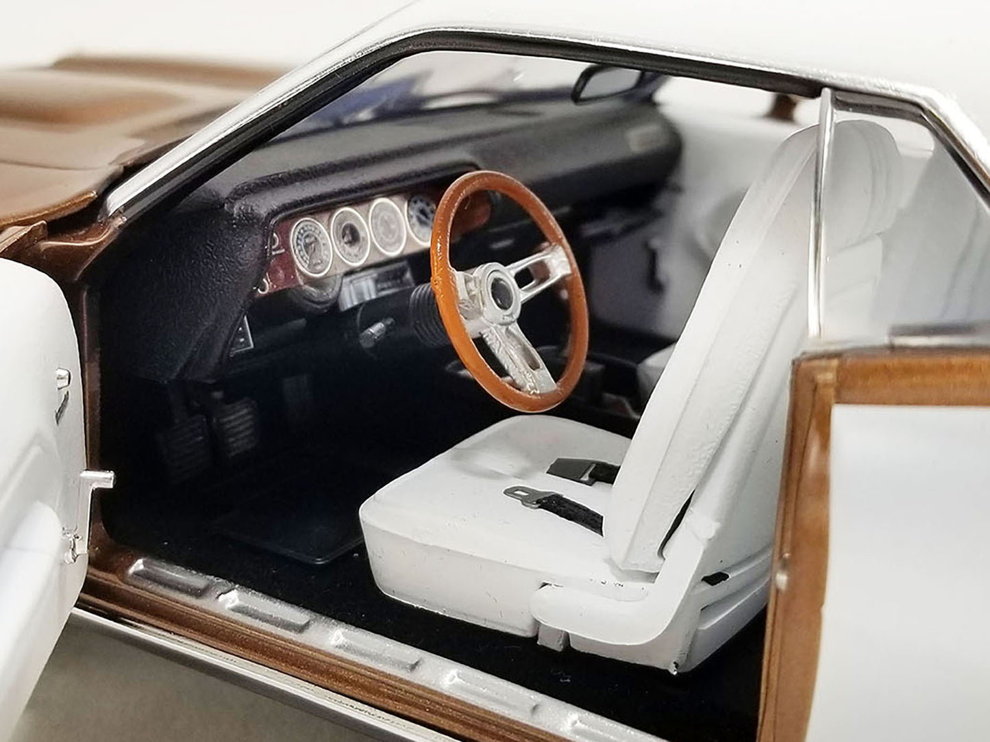 Acme 1971 Plymouth Barracuda Tahitian Walnut Metallic and White with White Vinyl Top Limited Edition to 258 pieces Worldwide 1/18 Diecast Model Car by ACME