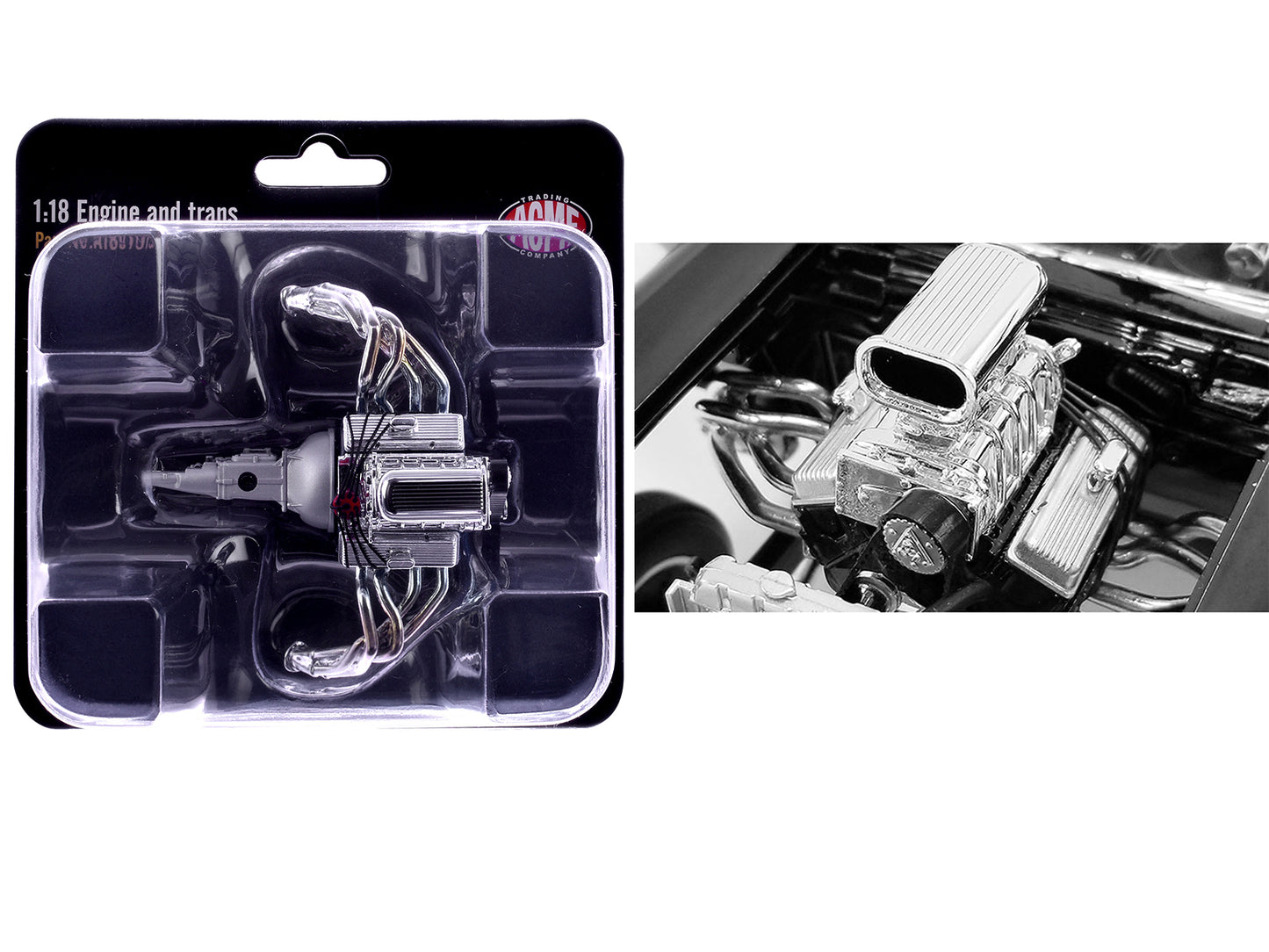 Blown 427 Engine & Transmission Replica from "1957 Chevrolet 150 Gasser" 1/18 Model by ACME