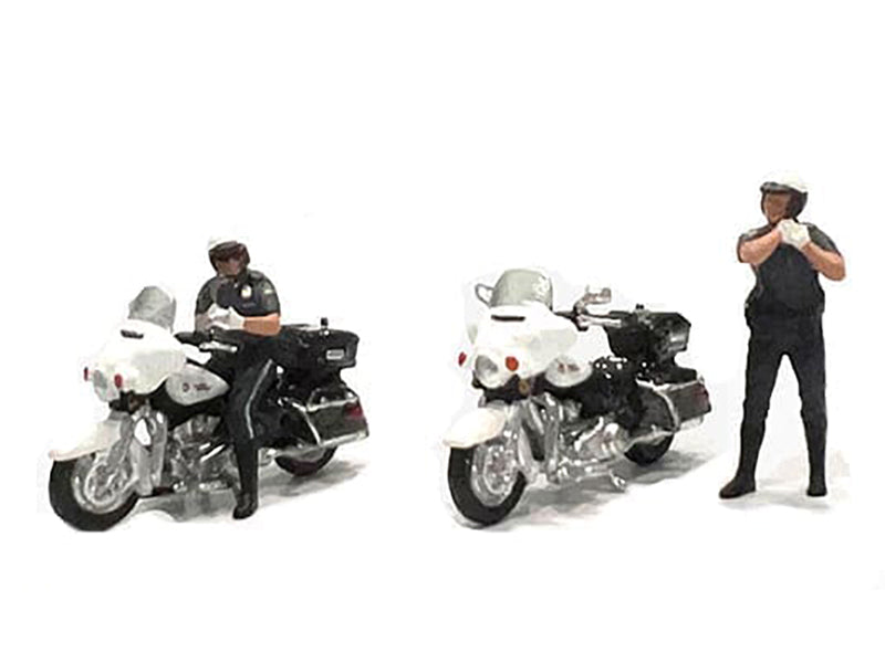 American Diorama "Speed Cop" 4 piece Diecast Figure Set (2 Figures 2 Motorcycles) Limited Edition for 1/64 Scale Models by American Diorama