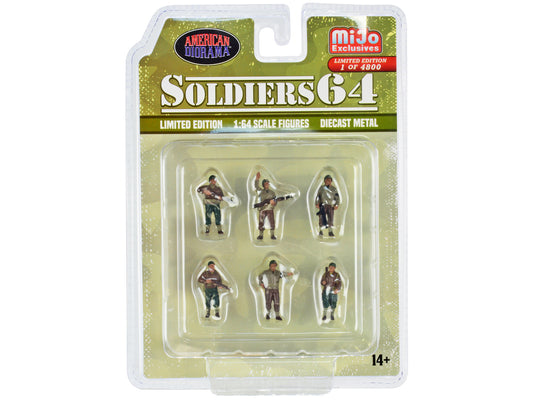 American Diorama "Soldiers 64" 6 piece Diecast Set Military Figures Limited Edition to 4800 pieces Worldwide for 1/64 Scale Models by American Diorama