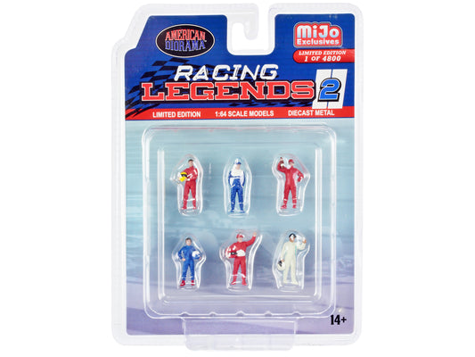 American Diorama "Racing Legends 2" 6 piece Diecast Set (6 Driver Figures) Limited Edition to 4800 pieces Worldwide for 1/64 Scale Models by American Diorama
