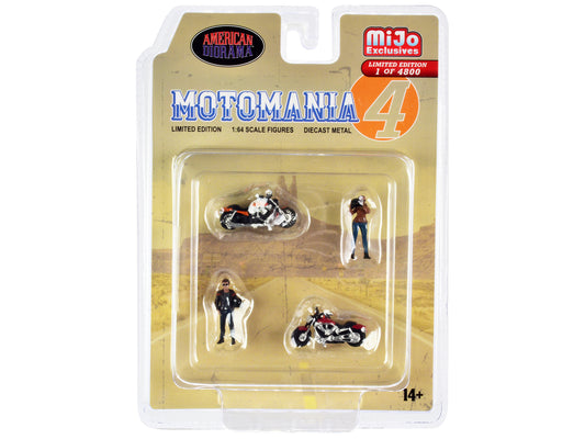 American Diorama "Motomania 4" 4 piece Diecast Set (2 Figures and 2 Motorcycles) Limited Edition to 4800 pieces Worldwide 1/64 Scale Models by American Diorama