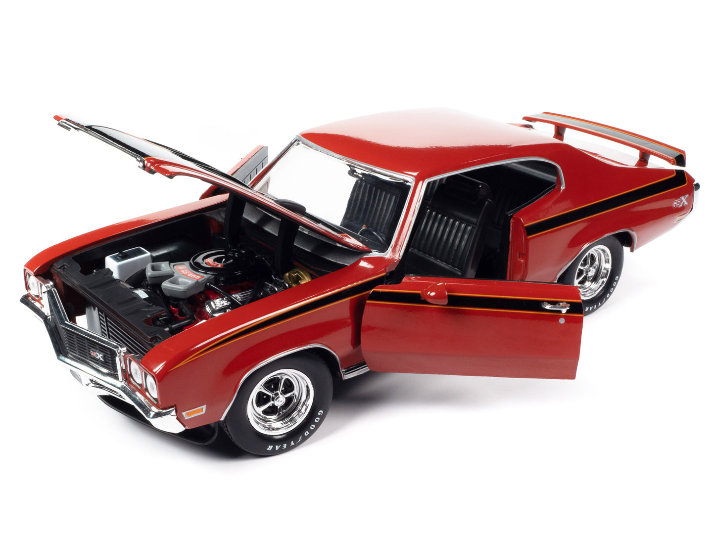 Autoworld 1972 Buick GSX Fire Red with Black Stripes "Muscle Car & Corvette Nationals" (MCACN) "American Muscle" Series 1/18 Diecast Model Car by Auto World