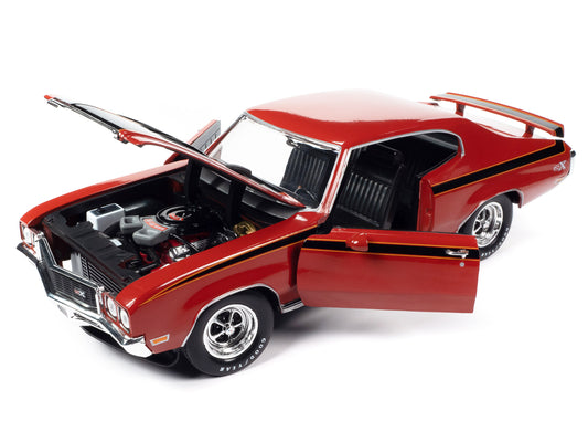 Autoworld 1972 Buick GSX Fire Red with Black Stripes "Muscle Car & Corvette Nationals" (MCACN) "American Muscle" Series 1/18 Diecast Model Car by Auto World