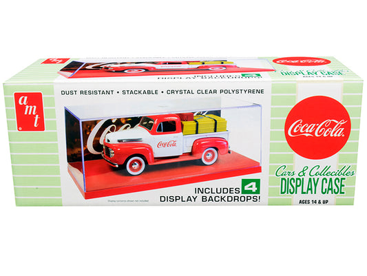 AMT Collectible Display Show Case with Red Display Base and 4 "Coca-Cola" Display Backdrops for 1/24-1/25 Scale Model Cars and Model Kits by AMT