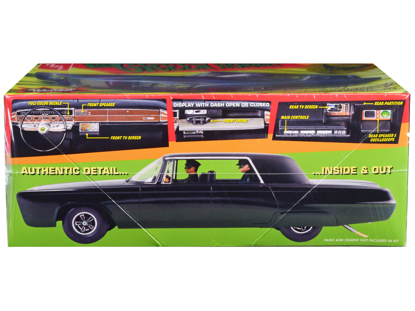AMT Skill 2 Model Kit Black Beauty "The Green Hornet" (1966–1967) TV Series with Green Hornet and Kato Figures 1/25 Scale Model by AMT
