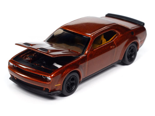 Autoworld 2021 Dodge Challenger SRT Super Stock Sinamon Stick Orange Metallic "Modern Muscle" Series 1/64 Diecast Model Car by Auto World