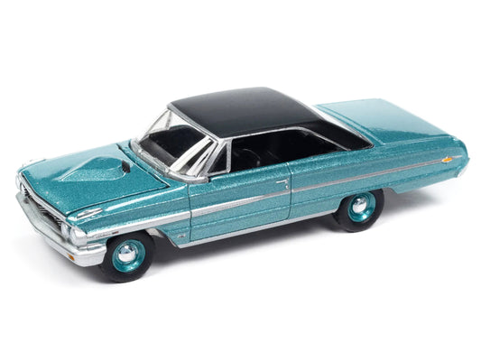 Autoworld 1964 Ford Galaxie 500 XL Dynasty Green Metallic with Black Top "Vintage Muscle" Series 1/64 Diecast Model Car by Auto World