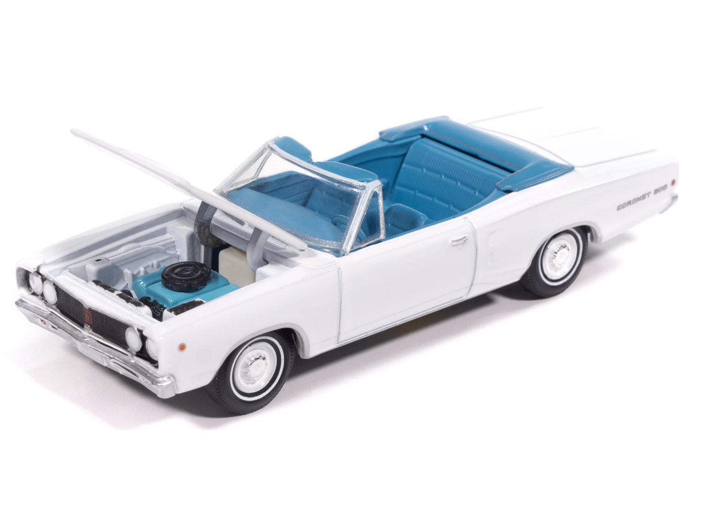 1968 Dodge Coronet 500 Convertible White with Blue Interior "Vintage Muscle" Series 1/64 Diecast Model Car by Auto World