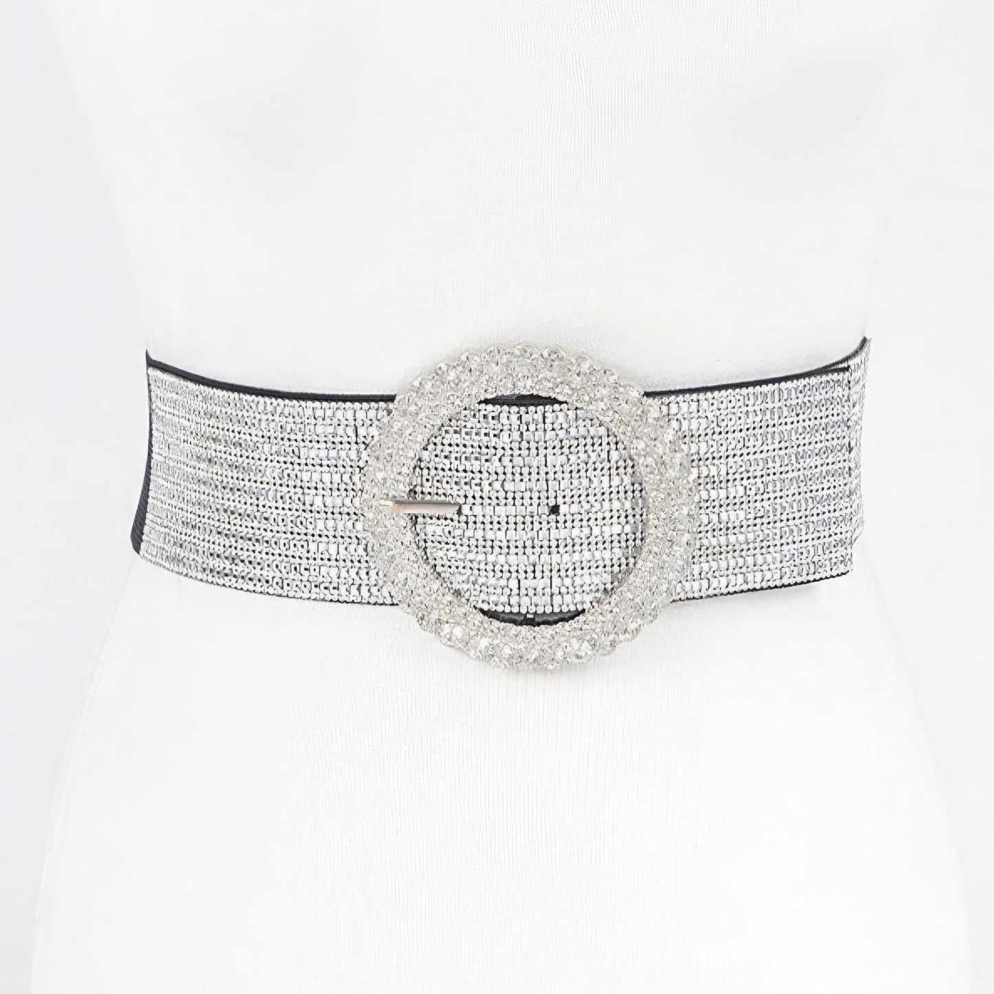 Rhinestone Buckle Elastic Belt
