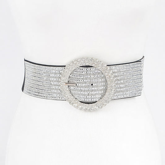 Rhinestone Buckle Elastic Belt