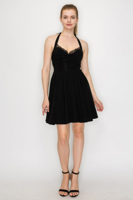 Corset Self-tie Ribbon Zippered Dress