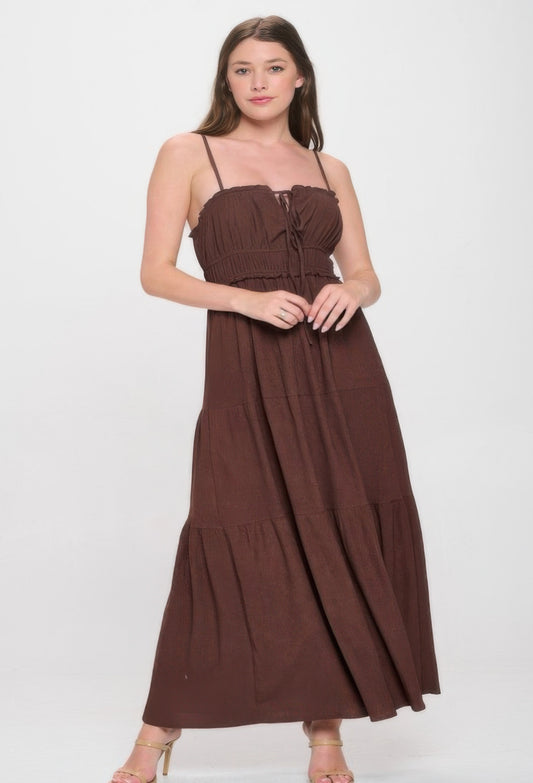 Plus Crinkle Textured Front Tied Maxi Dress