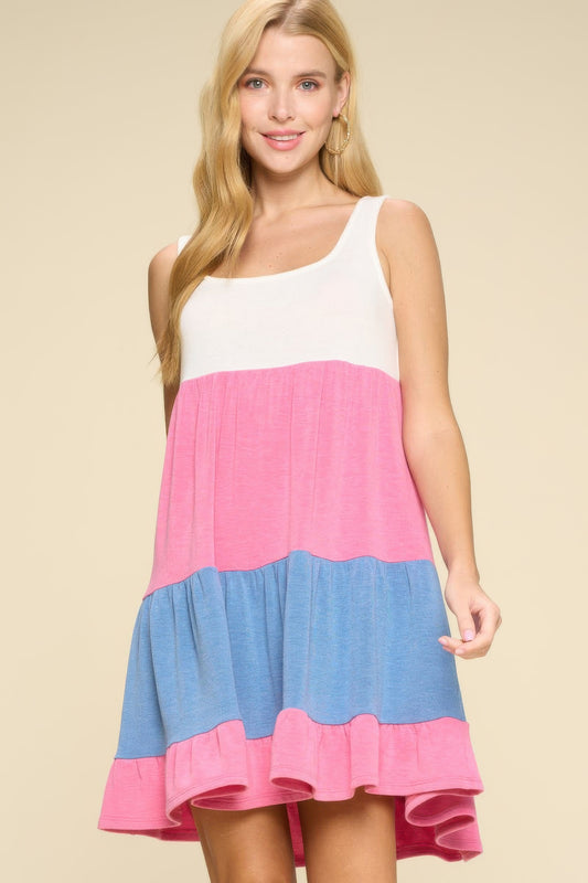 Color Block Babydoll Dress