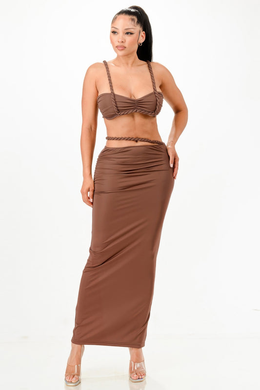 Cord Top And Skirt Set