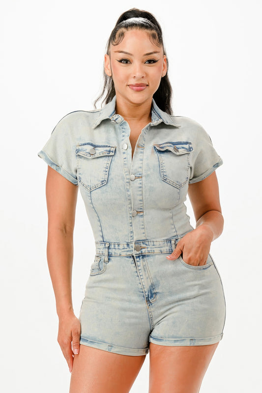 Light Blue Denim Romper