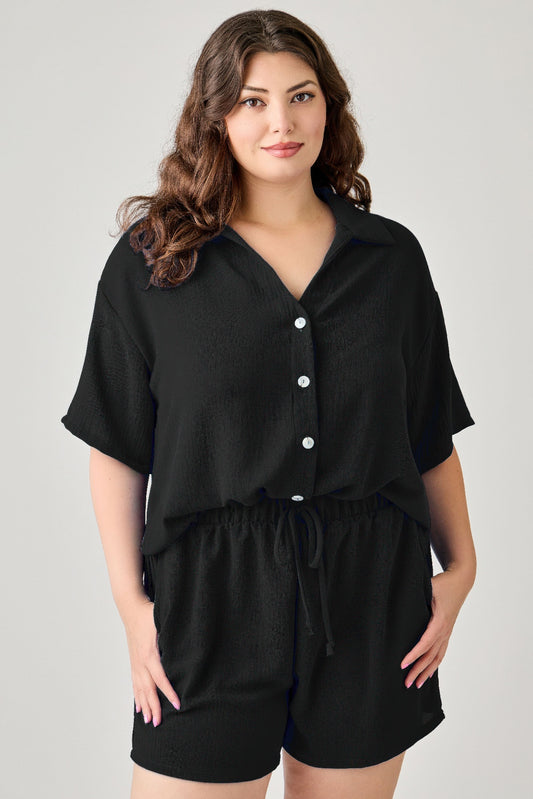 Plus Size 2pc Linen Airflow Btn Down Set