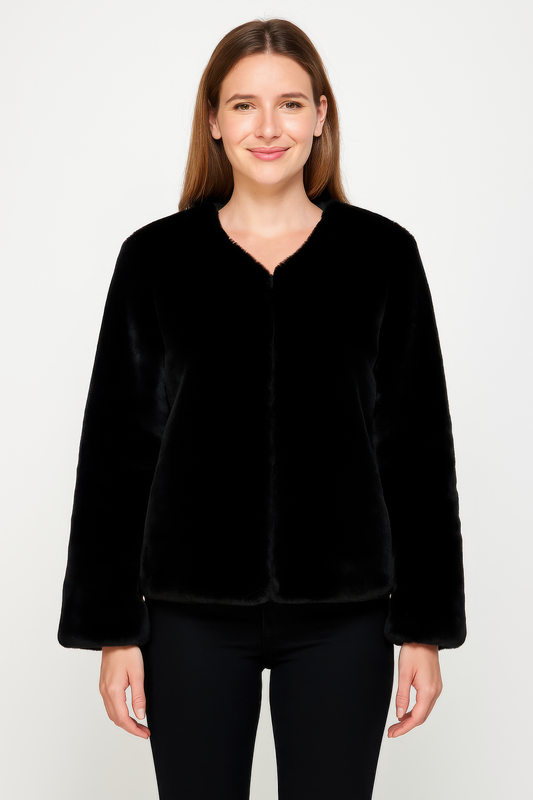 Faux Fur Trim Cape