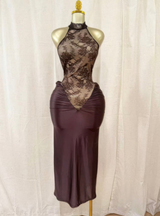 Crimson Lace Hourglass Dress