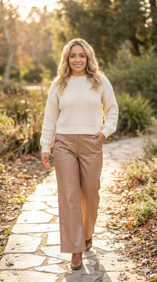 Faux Leather Wide Leg Pants