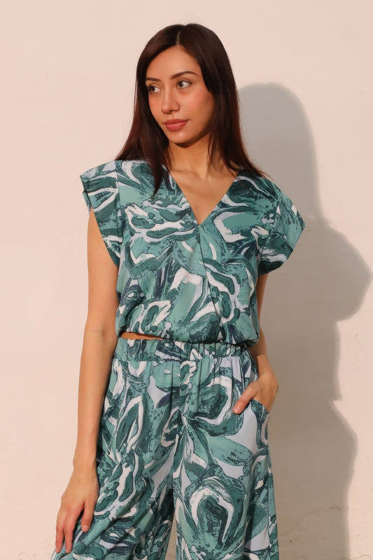 Chasing Petals Cuff Detail Crop Top