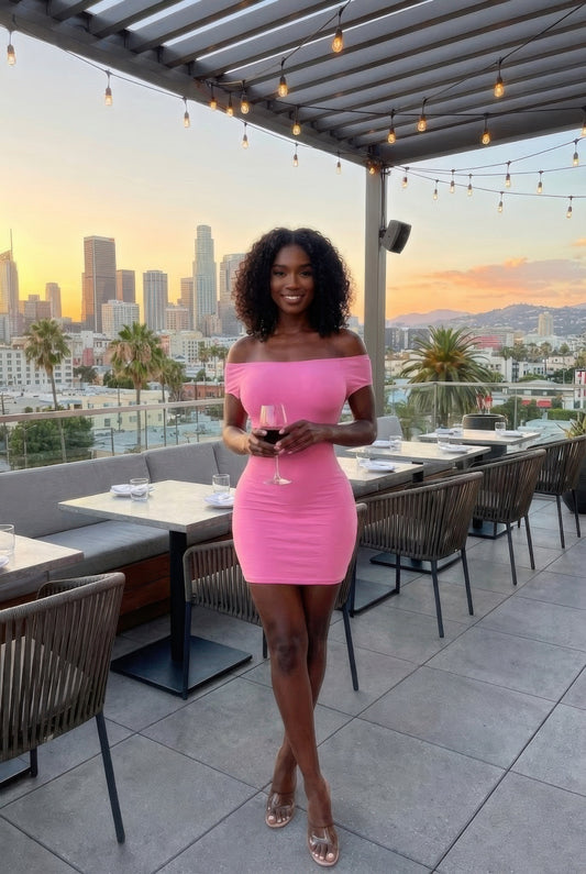 Off Shoulder Mini Dress With Open Back