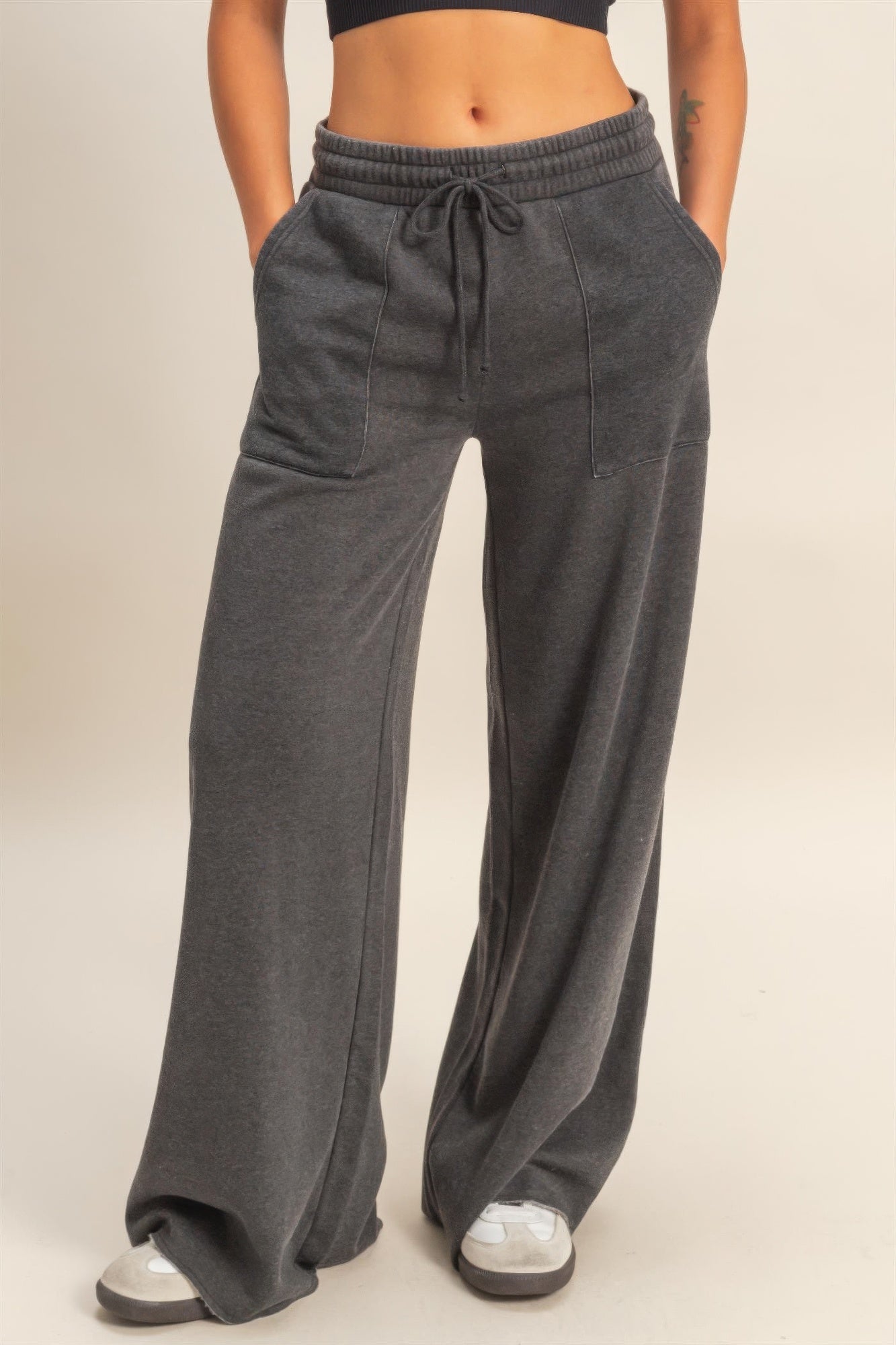 Burnout French Terry Wide-leg Pants