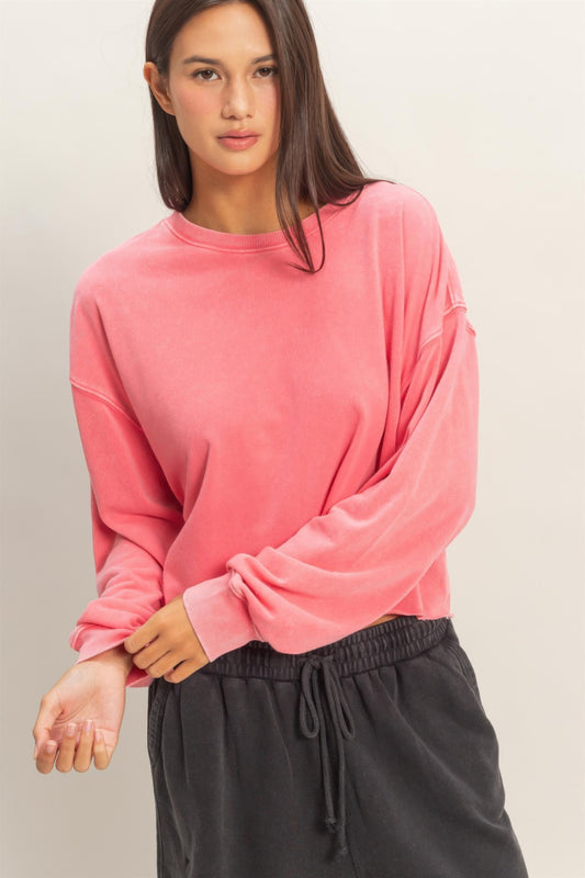 Cropped Mineral Wash Sweatshirt