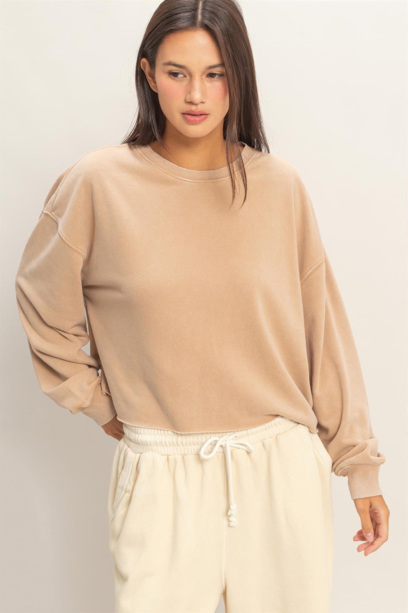 Cropped Mineral Wash Sweatshirt