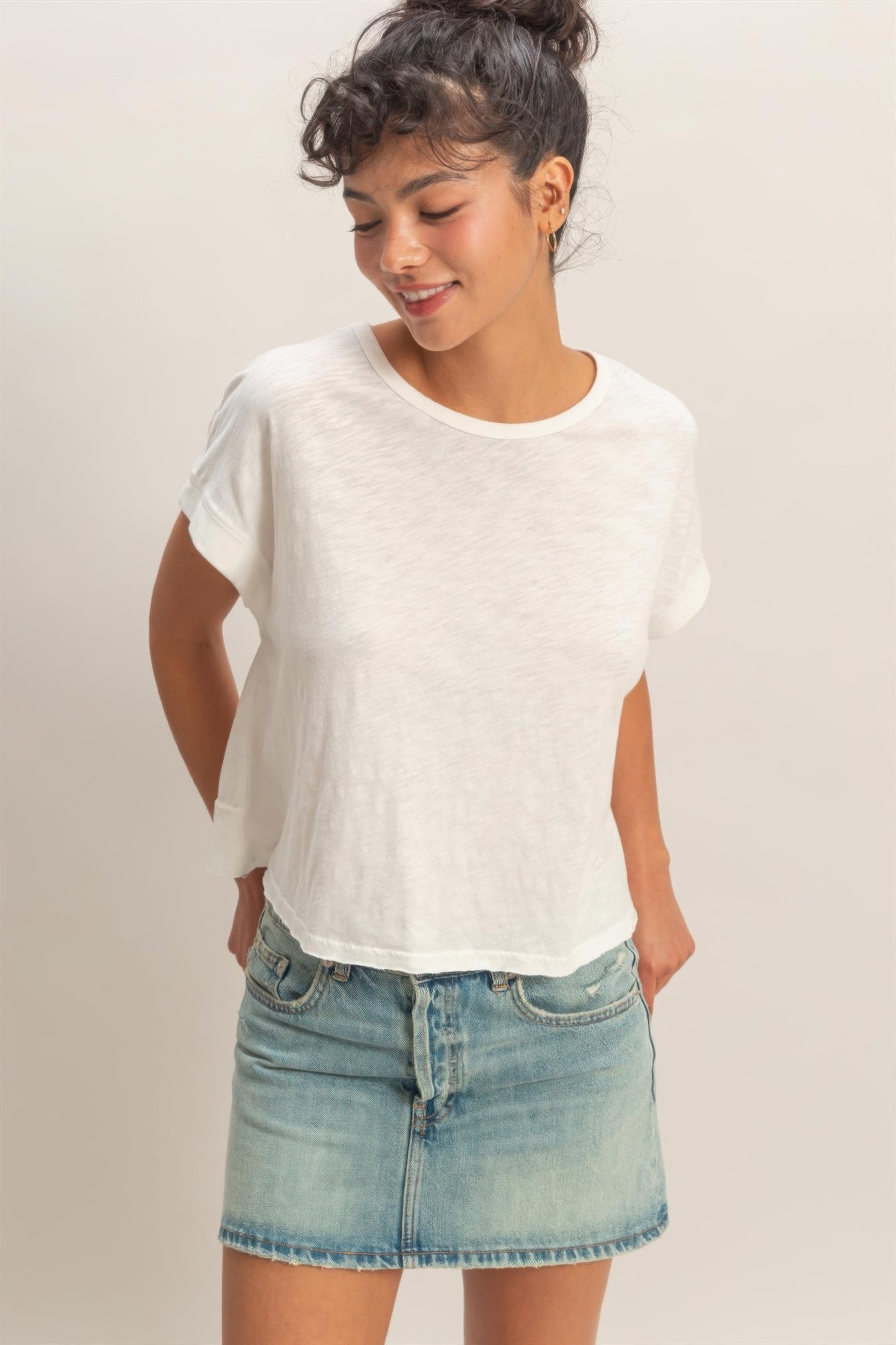 Acid Washed Cross Detail Open Back Top