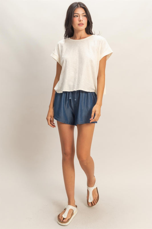 Acid Washed Cross Detail Open Back Top