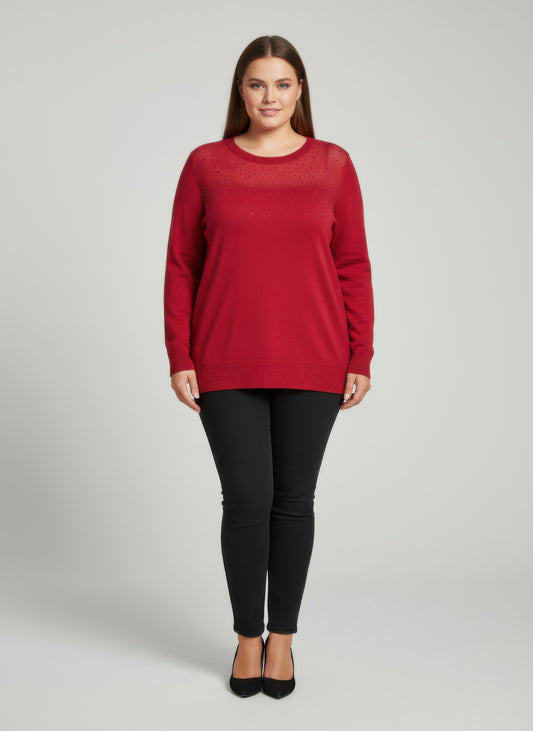 Burgundy Shimmer Detail Knit Tunic Top