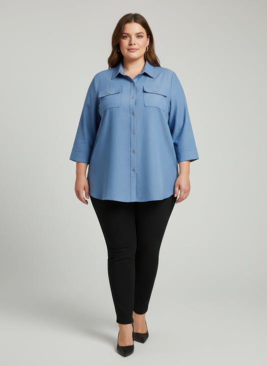 Sand Utility Button Front Shirt Tunic